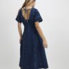 Blue Denim Short Sleeve Seamed Midi Dress Blue Denim Short Sleeve Seamed Midi Dress