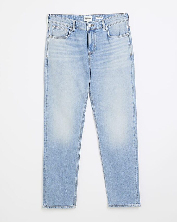 Blue Denim Straight Leg Jeans Blue Denim Straight Leg Jeans