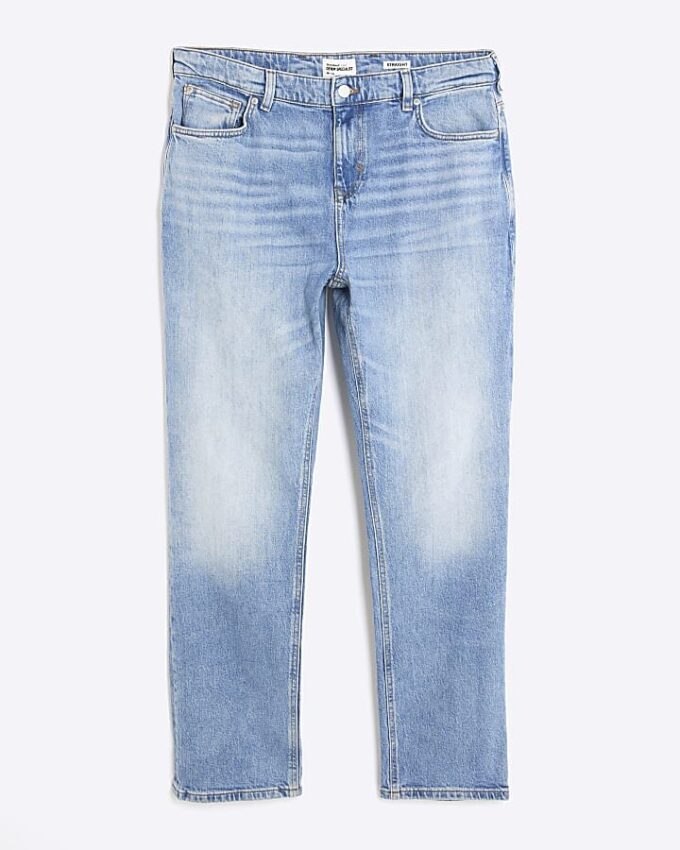 Blue Denim Straight Leg Jeans Blue Denim Straight Leg Jeans