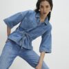 Blue Denim Tie Front Top