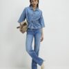 Blue Denim Tie Front Top