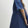Blue Denim Zip Front Mini Shirt Dress