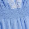 Blue Embroidered Ruffle Playsuit