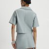 Blue Faux Leather Eyelet Mini Wrap Skirt