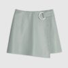 Blue Faux Leather Eyelet Mini Wrap Skirt
