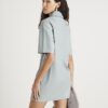 Blue Faux leather Pocket Detail Shirt Dress
