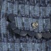 Blue Faux Leather Scallop Boucle Mini Dress