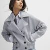 Blue Faux Suede Collared Bomber Jacket