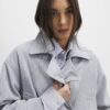 Blue Faux Suede Collared Bomber Jacket