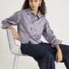Blue Faux Suede Collared Overshirt