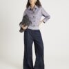 Blue Faux Suede Collared Overshirt