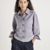 Blue Faux Suede Collared Overshirt