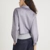 Blue Faux Suede Collared Overshirt