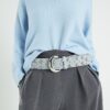 Blue Faux Suede Studded Belt