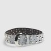 Blue Faux Suede Studded Belt