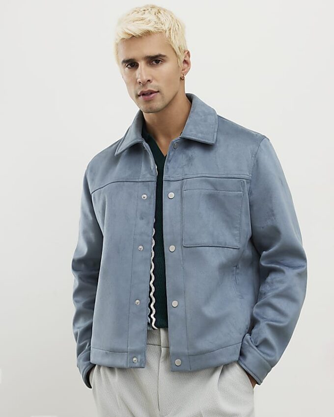 Blue Faux Suedette Western Jacket Blue Faux Suedette Western Jacket