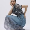 Blue Floral 3D Corsage Midi Dress Blue Floral 3D Corsage Midi Dress