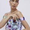 Blue Floral Embellished Grab Top Clutch Bag