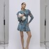 Blue Floral Ruffle Mini Dress