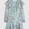 Blue Floral Ruffle Mini Dress