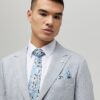 Blue Floral Tie and Handkerchief Set