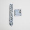 Blue Floral Tie and Handkerchief Set