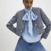 Blue Frayed Edge Boucle Jacket