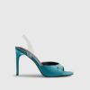 Blue Heeled Mule Sandals