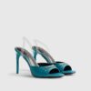 Blue Heeled Mule Sandals