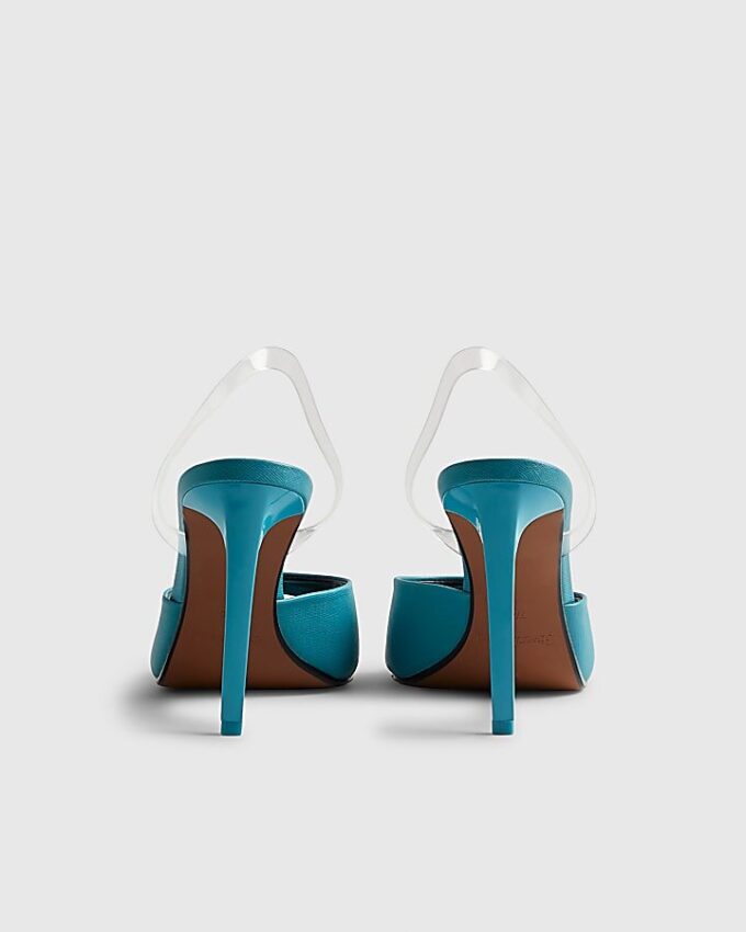 Blue Heeled Mule Sandals