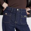 Blue High Waisted Front Pocket Palazzo Jeans