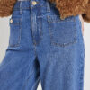 Blue High Waisted Front Pocket Palazzo Jeans