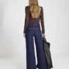 Blue High Waisted Front Pocket Palazzo Jeans