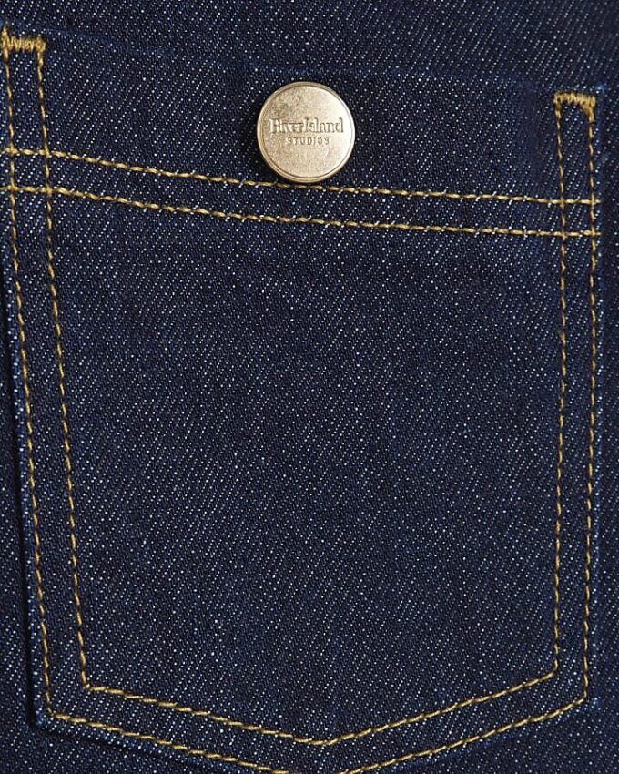 Blue High Waisted Front Pocket Palazzo Jeans