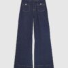 Blue High Waisted Front Pocket Palazzo Jeans
