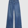 Blue High Waisted Front Pocket Palazzo Jeans
