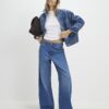 Blue High Waisted Relaxed Straight Leg Jeans