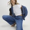 Blue High Waisted Relaxed Straight Leg Jeans