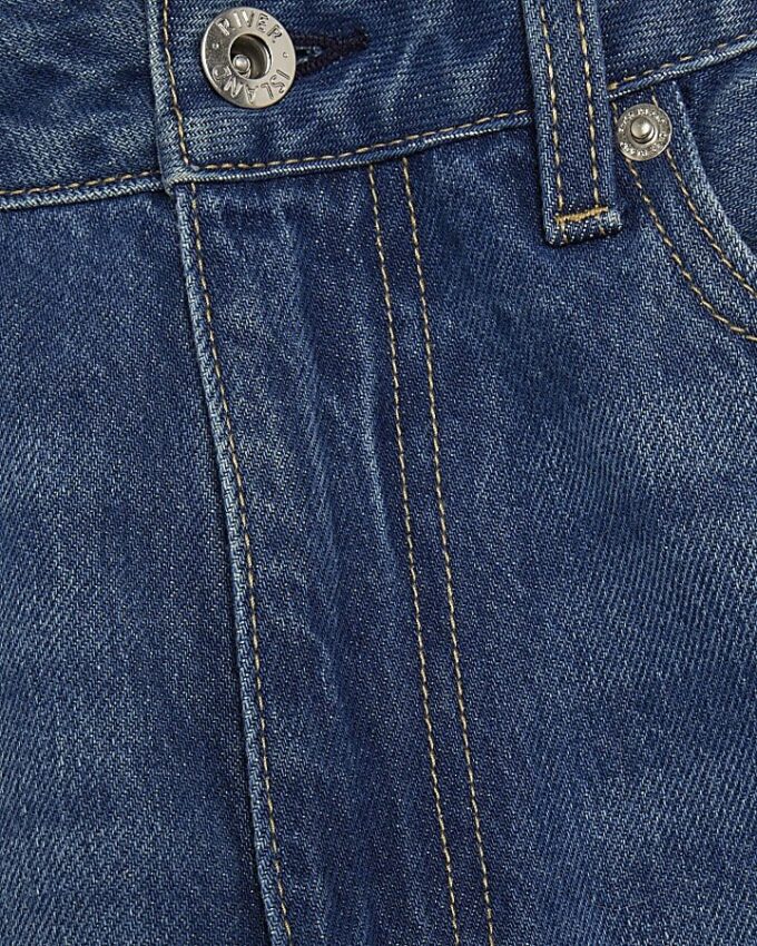 Blue High Waisted Relaxed Straight Leg Jeans