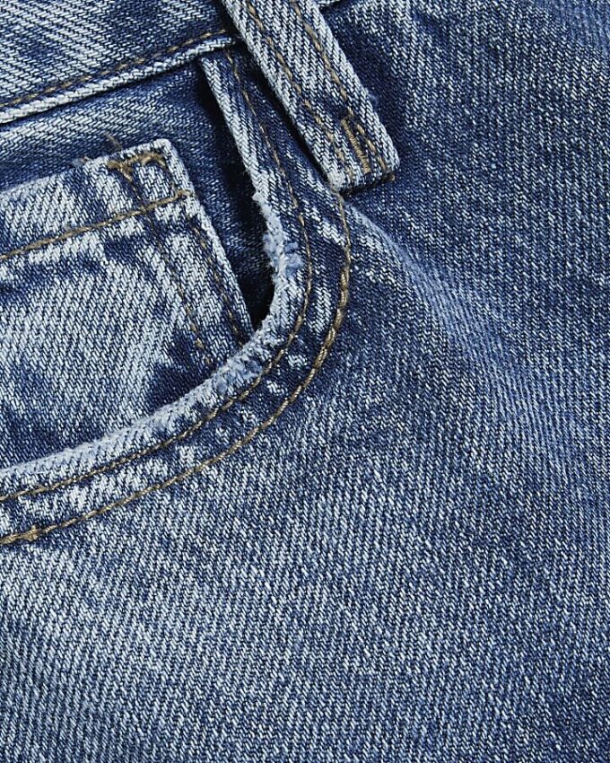 Blue High Waisted Relaxed Straight Leg Jeans