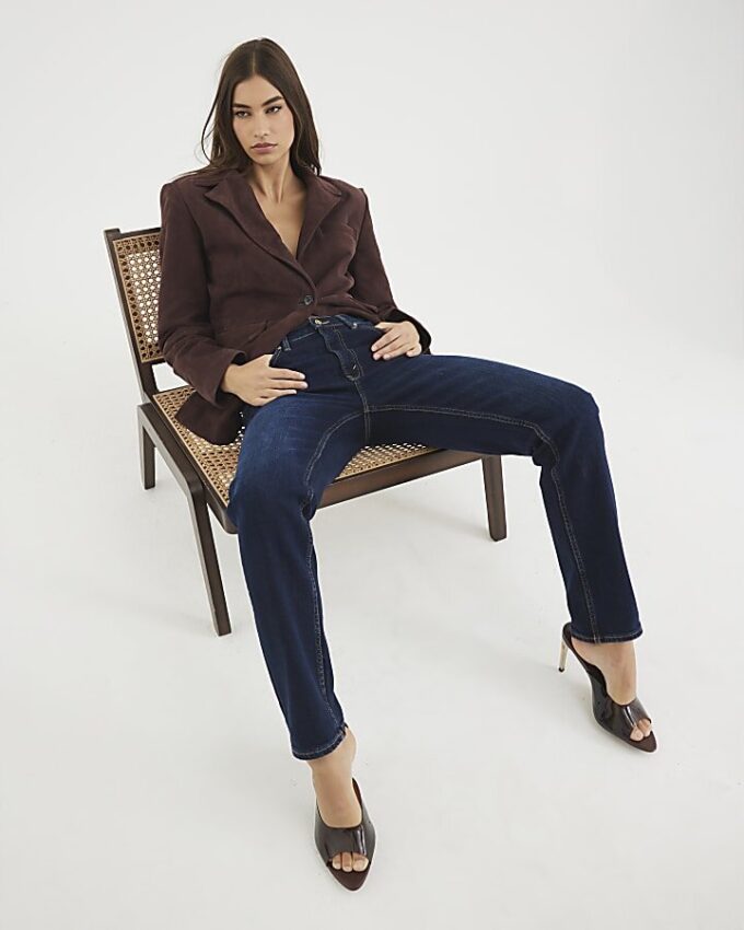 Blue High Waisted Slim Fit Jeans