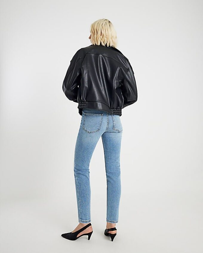 Blue High Waisted Slim Fit Jeans