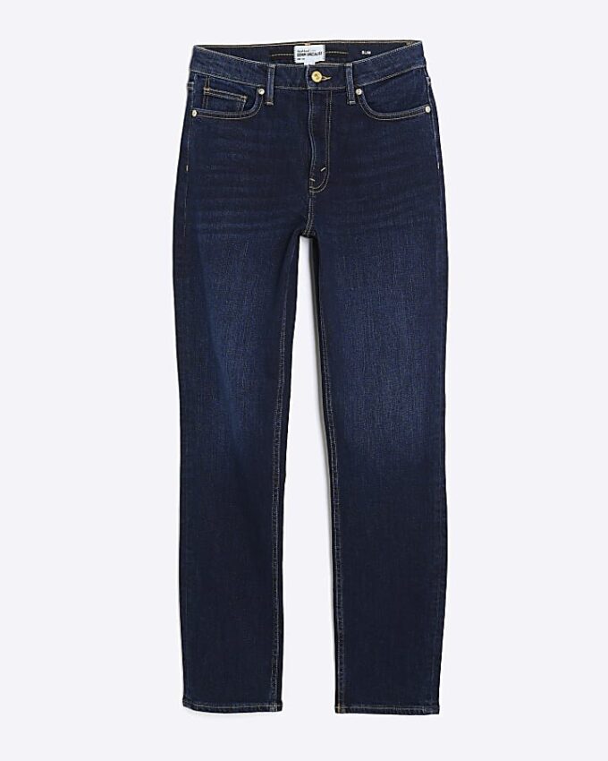 Blue High Waisted Slim Fit Jeans