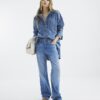 Blue High Waisted Stretch Straight Leg Jeans