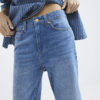Blue High Waisted Stretch Straight Leg Jeans