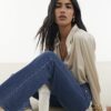 Blue High Waisted Stretch Straight Leg Jeans