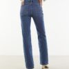 Blue High Waisted Stretch Straight Leg Jeans