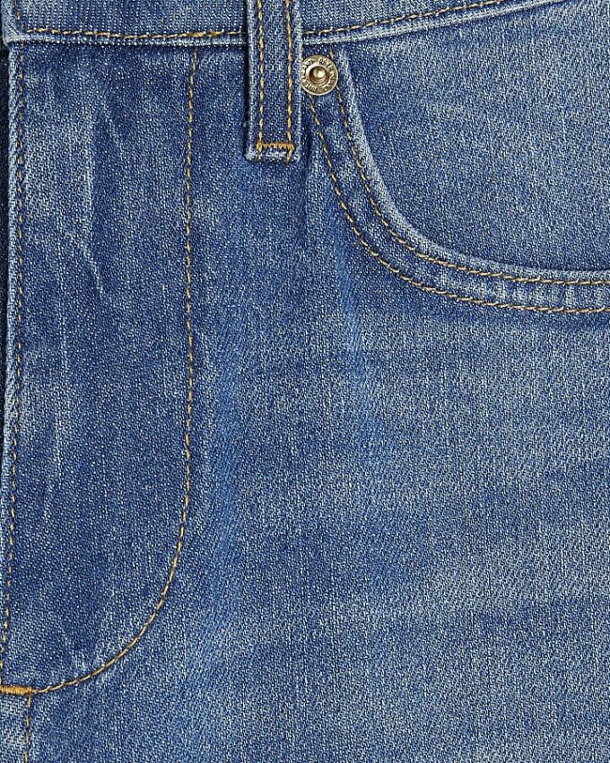 Blue High Waisted Stretch Straight Leg Jeans