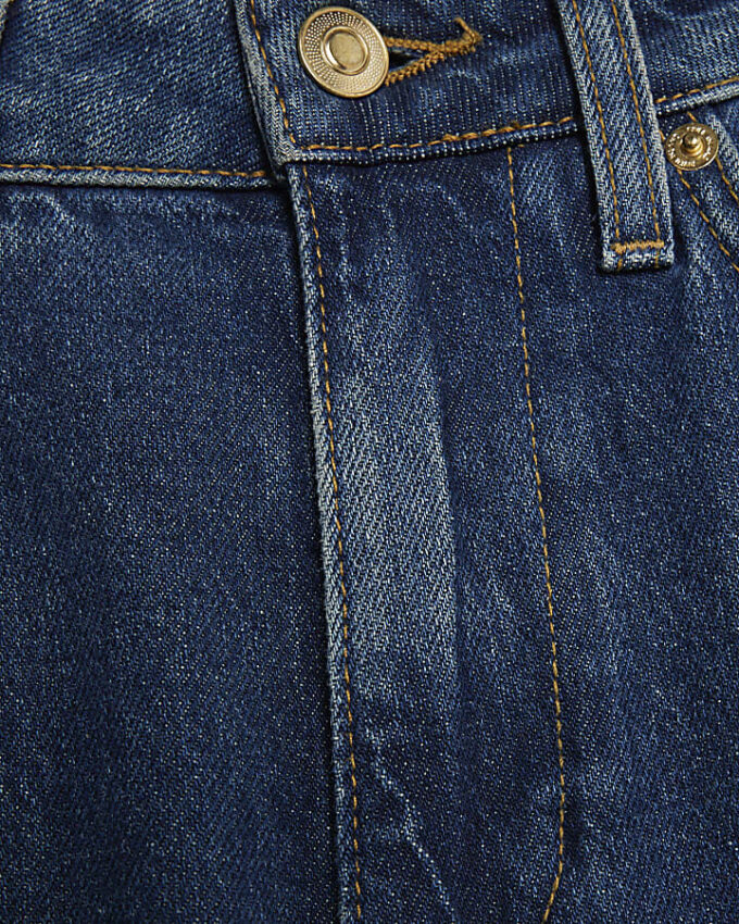 Blue High Waisted Stretch Straight Leg Jeans