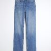 Blue High Waisted Stretch Straight Leg Jeans